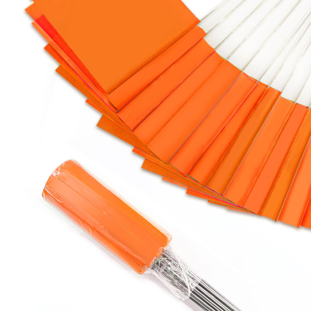 Zozen 50Pack Fluorescent Orange Marking Flags, 15x4x5 In Yard Flag for Lawn