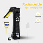 Fathers Day Tool Gifts for Men Dad LED Work Light, 4 Pack Rechargeable Flashlight with Magnetic Base & Hook, Battery Display, 360° rotation, 5 Modes Folding Work Light for Mechanics, Garage, Repairing