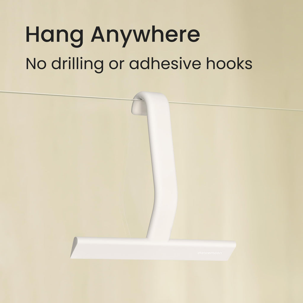 dancemoon JustHang Shower Squeegee with Built-in Hook, 10-Inch White