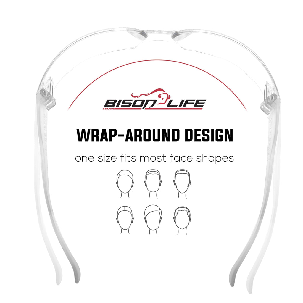 BISON LIFE Black Safety Glasses – Case of 144 Pairs of Scratch Resistant Eyewear, Polycarbonate Impact Resistant Lens