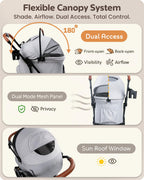 PAWLALA Pet Stroller with Detachable Carrier for Small & Medium Dogs & Cats, Smooth Comfort Ride with Shock-Absorbing Suspension, Foldable Dog Stroller, Compact Storage (Cloud Gray)