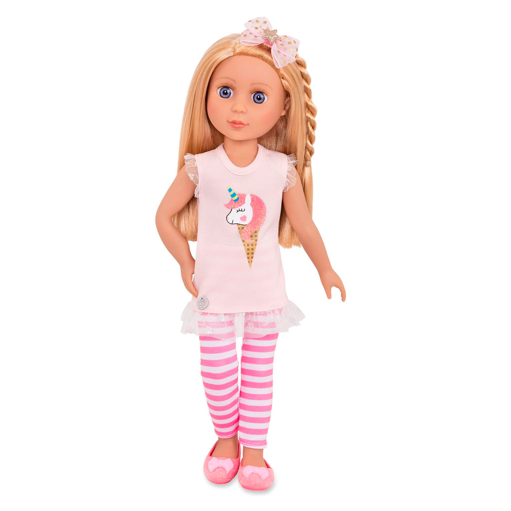 Glitter Girls – 14-Inch Fashion Doll - Blonde Hair & Blue Eyes - Pink Tunic, Striped Leggings, Hair Bow & Ballet Shoes – Dolls For 3+ Years Year Old Girls – Lacy