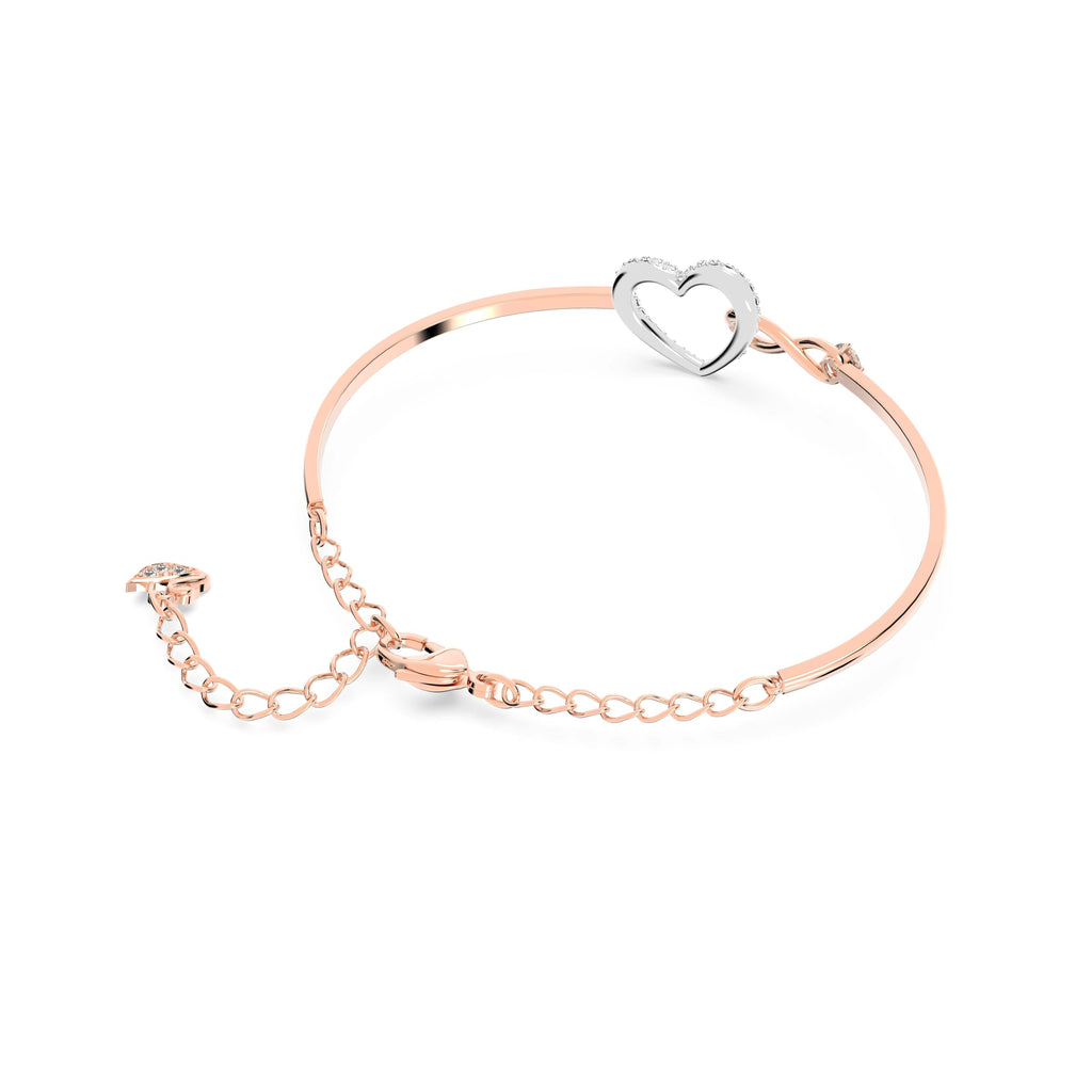 Swarovski Hyperbola Women's Bangle Bracelet with a Rose-Gold Tone Plated Bangle, Clear Crystals and Lobster Clasp