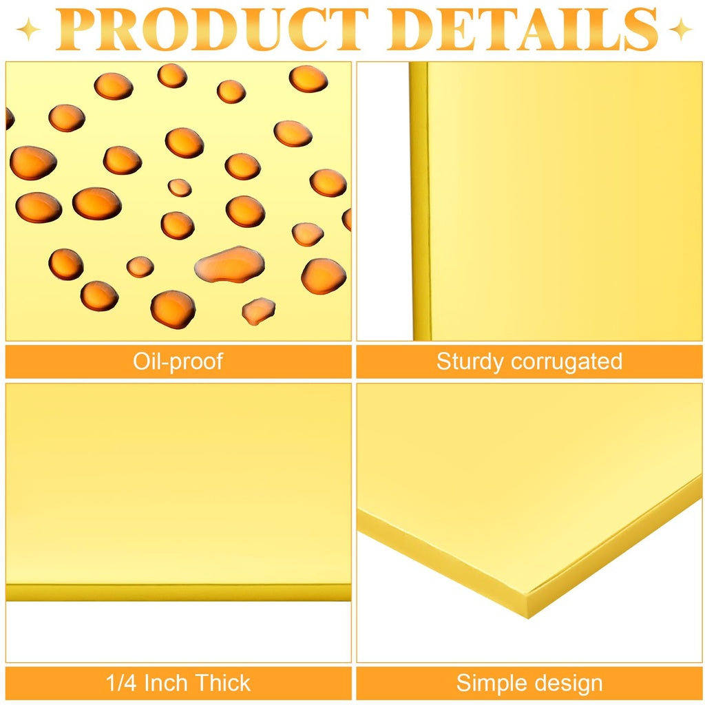 Jingmore 12 Pcs Half Sheet Rectangle Cake Drum Board Greaseproof Rectangle Cake Boards 1/4 Inch Thick Foil Corrugated Plate Drum Base for Desserts Display(14 x 19 Inch,Gold)