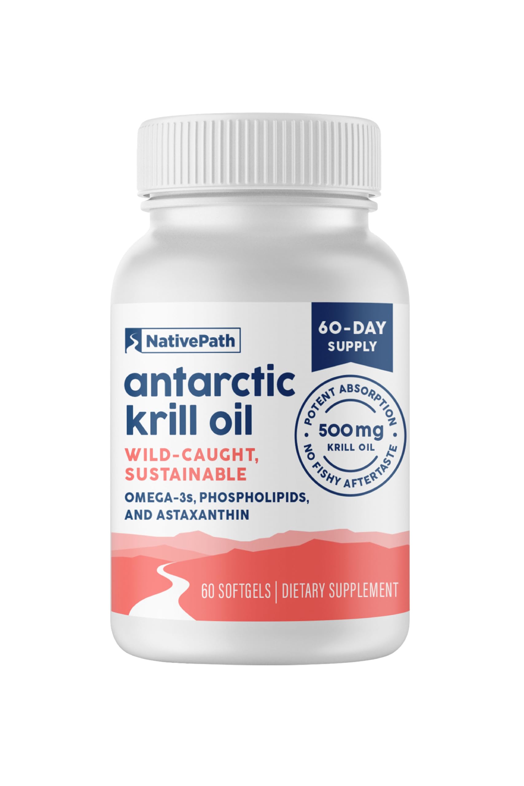 NativePath Antarctic Krill Oil - Wild-Caught Omega 3 Krill Oil 500mg Softgels with EPA, DHA and Astaxanthin - Supplement for Joint, Heart, Brain and Immunity - 60 ct - No Fishy Aftertaste