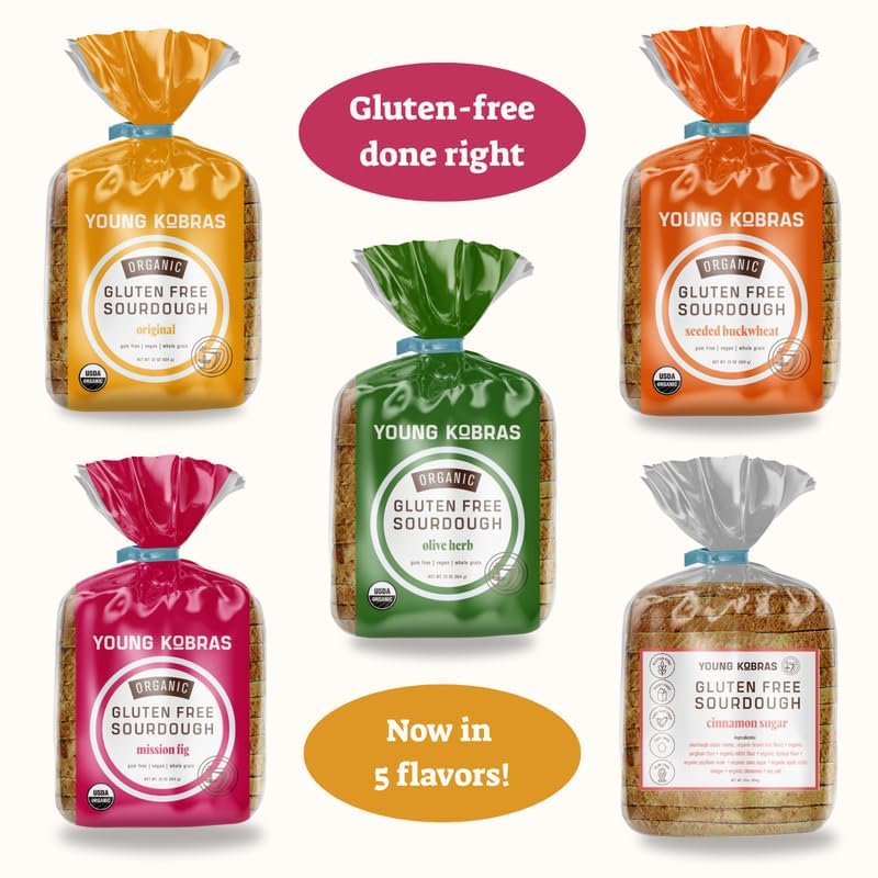Young Kobras Organic, Gluten-Free Original Sourdough Bread 22oz (2-pack) - Allergen Friendly, Vegan, Gum-Free, Simple Ingredients & Made Fresh to Order