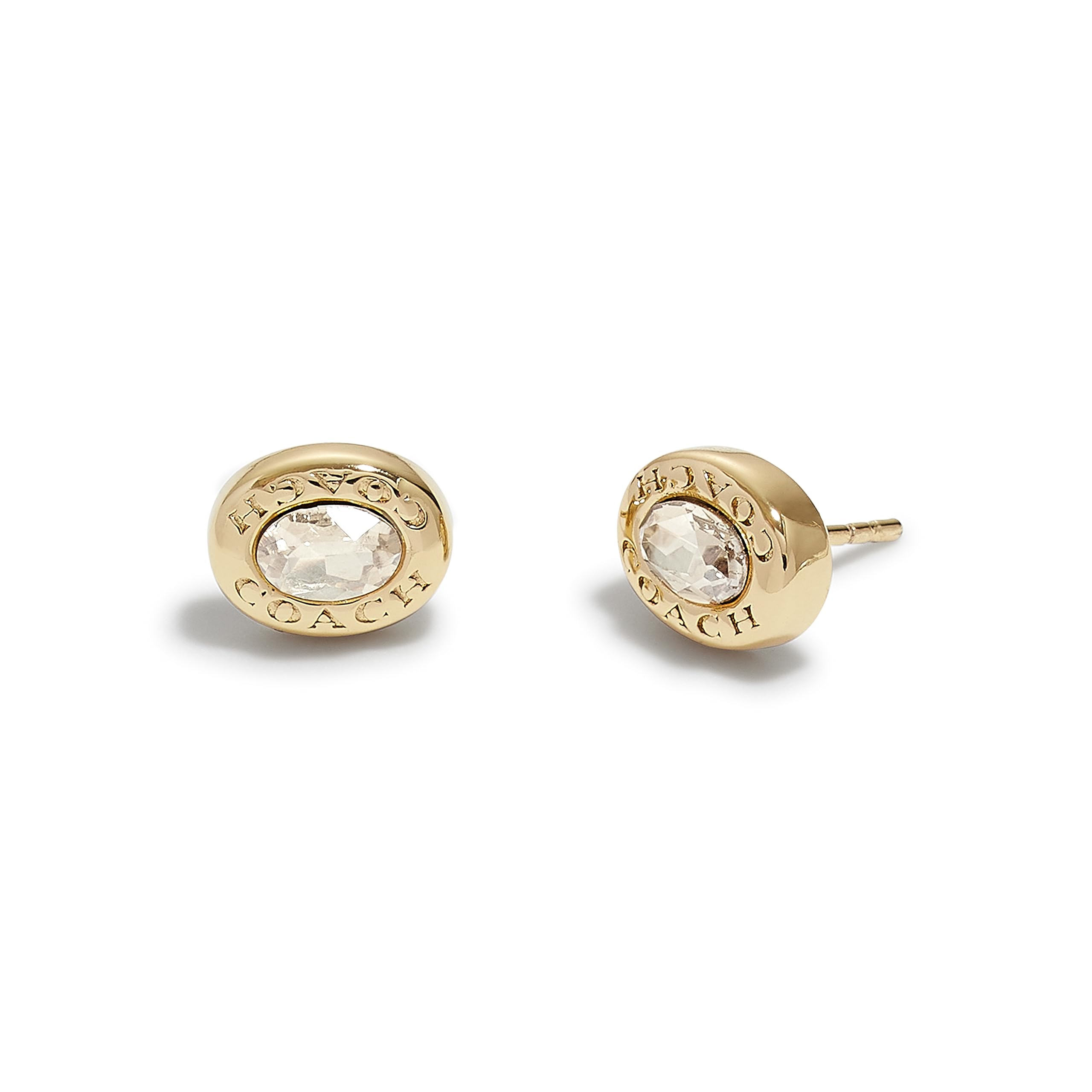 COACH Signature Logo Stud Earrings Crystal 1 One Size