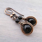 Pillar of Salt Studio Handcrafted Solid Copper Earrings Black Onyx Gemstone