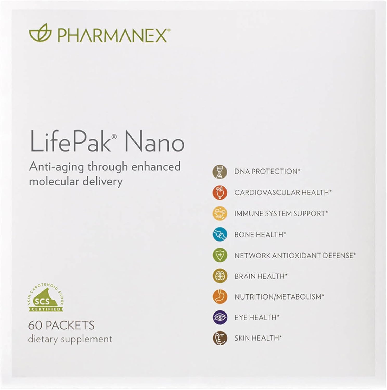 Nu Skin Pharmanex LifePak Nano | Daily Supplement with Essential Nutrients | Boosts Overall Health, Immunity, and Vitality | Convenient & On-the-Go Nutrient Packets for Active Lifestyles | 60 Packets