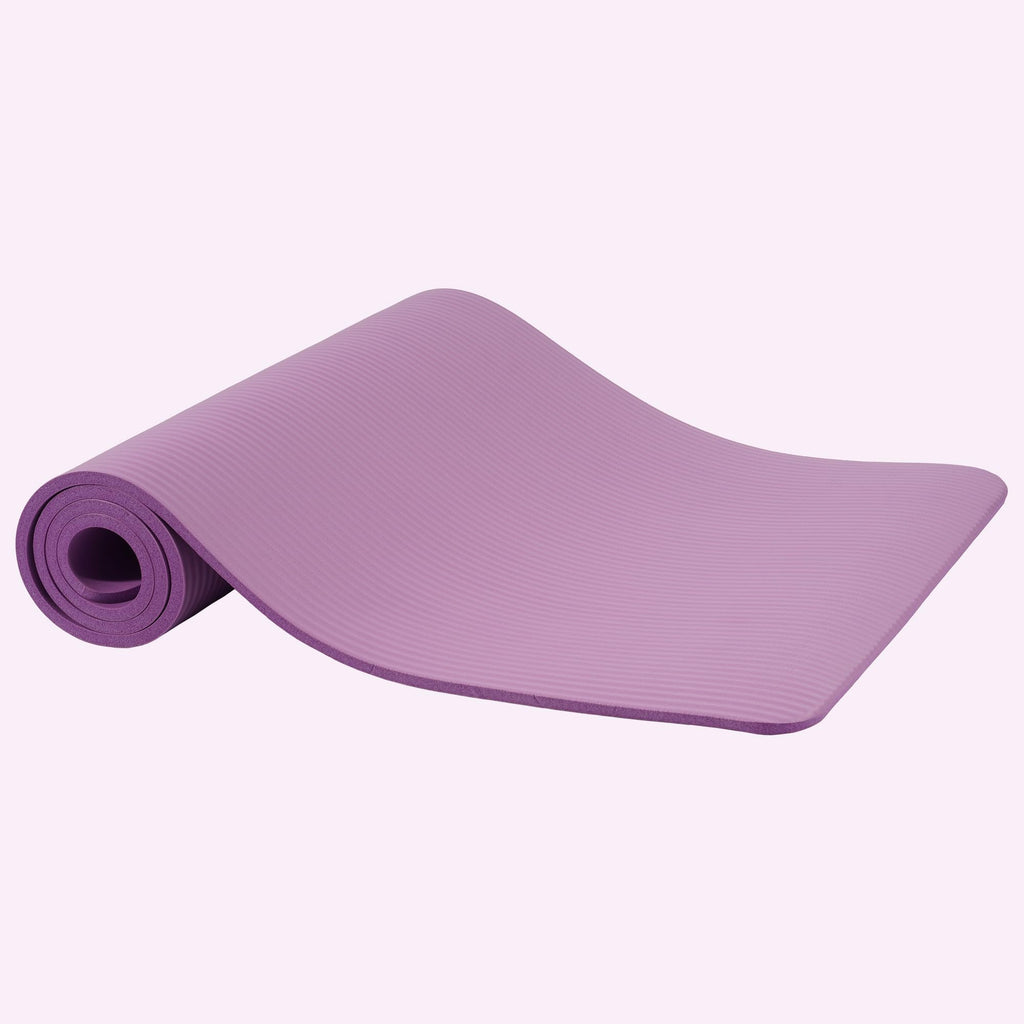 Fitvids 1/2-Inch Thick High Density Foam Exercise Yoga Mat with Carrying Strap, For Cushioning The Body Against Hard Floors, Taro Purple