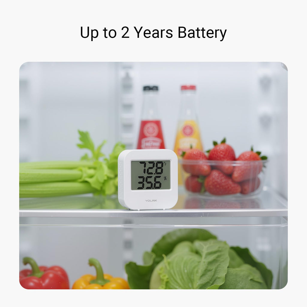 YoLink Smart Temp & Humidity Sensor, LoRa Long Range, 2 Year Battery, Indoor Monitoring for Wine Cellar, Bedroom, Nursery, Greenhouse, RV, with App, Email & SMS Alerts, Alexa IFTTT, 2 Pack + Hub