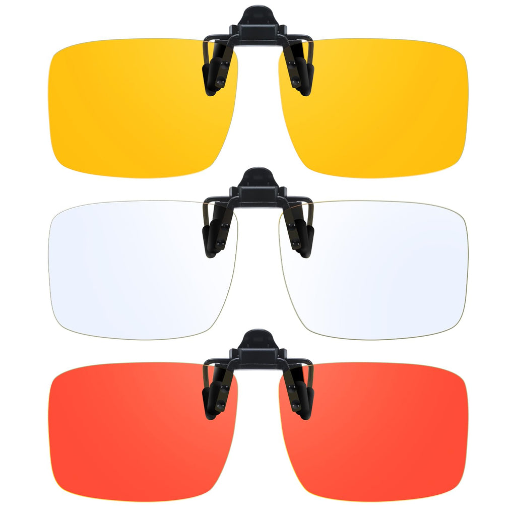 VIEWBETTER 3 Pack Clip On Blue Light Blocking Glasses for Eyes Strain/Light-Sensitive Flip Up Computer Gaming Glasses BL801