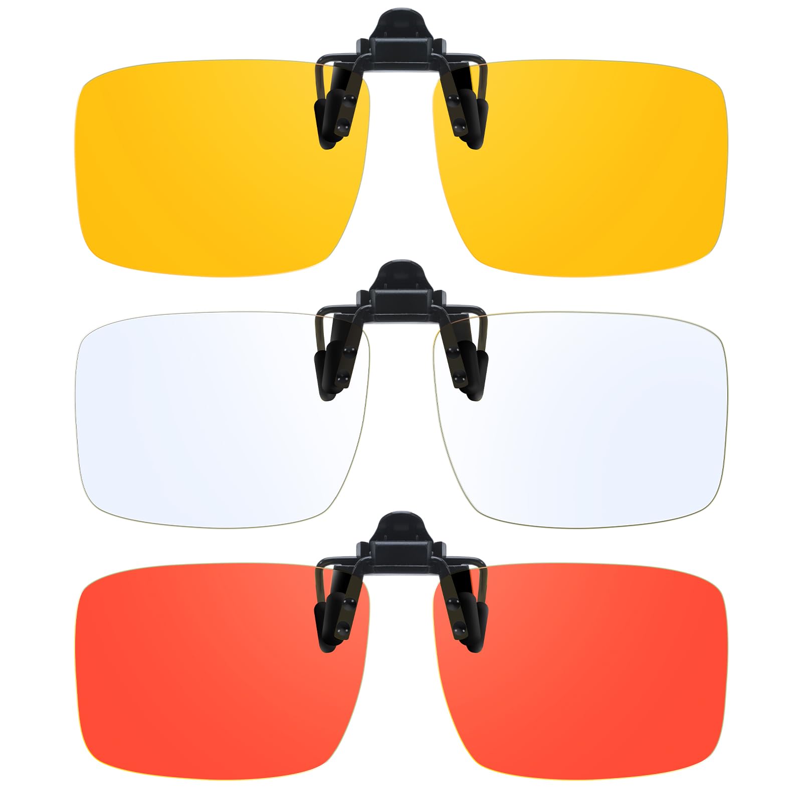 VIEWBETTER 3 Pack Clip On Blue Light Blocking Glasses for Eyes Strain/Light-Sensitive Flip Up Computer Gaming Glasses BL801