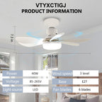 VTYXCTIGJ Socket Fan Light with Remote, Portable Small Ceiling Fans with Lights Bulb for Bedroom, Kitchen, Living Room, 20" Screw in Ceiling Fan in Light Socket for E26 Base 40W/3000K-6000K Dimmable