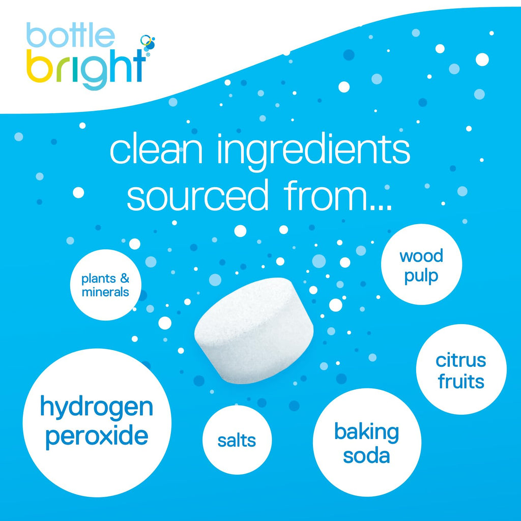 Bottle Bright Bulk Pack (78 Tablets)- Clean Stainless Steel, Thermos, Tumbler, Insulated, Plastic and Reusable Water Bottles –Bottle Bright Cleaning Tablets are Easy and Safe to Use