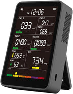 Professional Indoor Air Quality Monitor with AQI Alerts, Portable Real-Time Detector for Home, Car, Plants & Pet