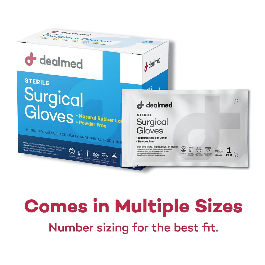 Dealmed Disposable Latex Gloves – Medical Gloves, Multi-Layer, Size 7, 50 Pairs Per Box