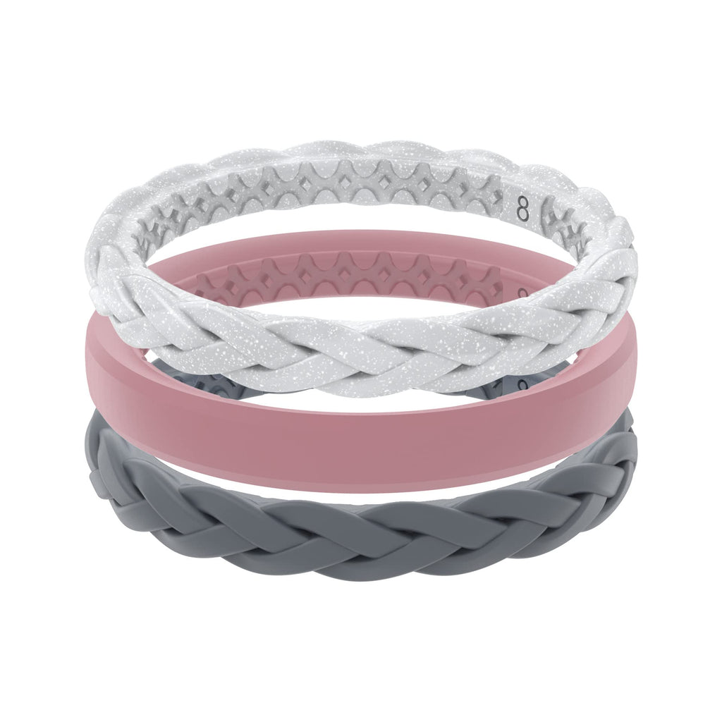 GROOVE LIFE Silicone Wedding Ring for Women - Breathable Rubber Rings for Women, Lifetime Coverage, Unique Design, Comfort Fit Womens Ring - Thin Air Serenity Size 7