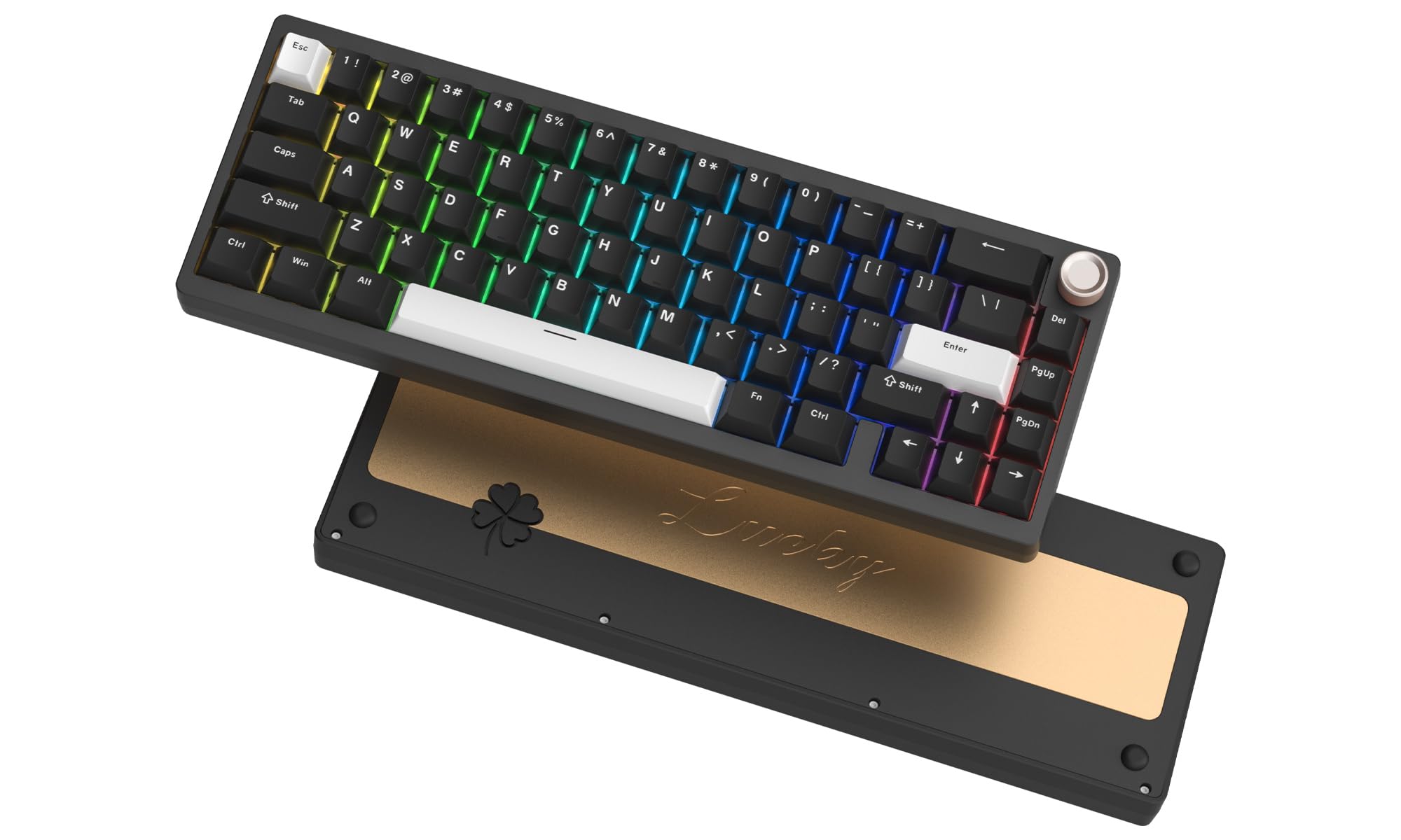Womier SK65 Wireless Mechanical Gaming Keyboard, 60 Percent Retro Creamy Aluminium Keyboard, Bluetooth 5.0/2.4GHz/USB-C Wired Hot Swappable Custom RGB Backlit for Mac Computer PC (Black)