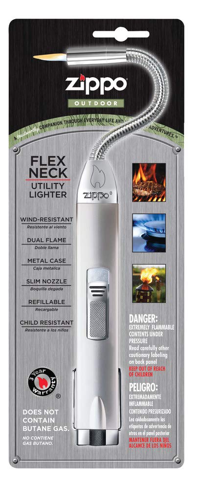 Zippo Silver Flex Neck Utility Lighter, Unfilled