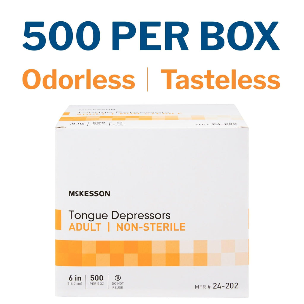 McKesson Tongue Depressors Adult Size, Non-Sterile, Wood, Spa, 6 in, 500 ct