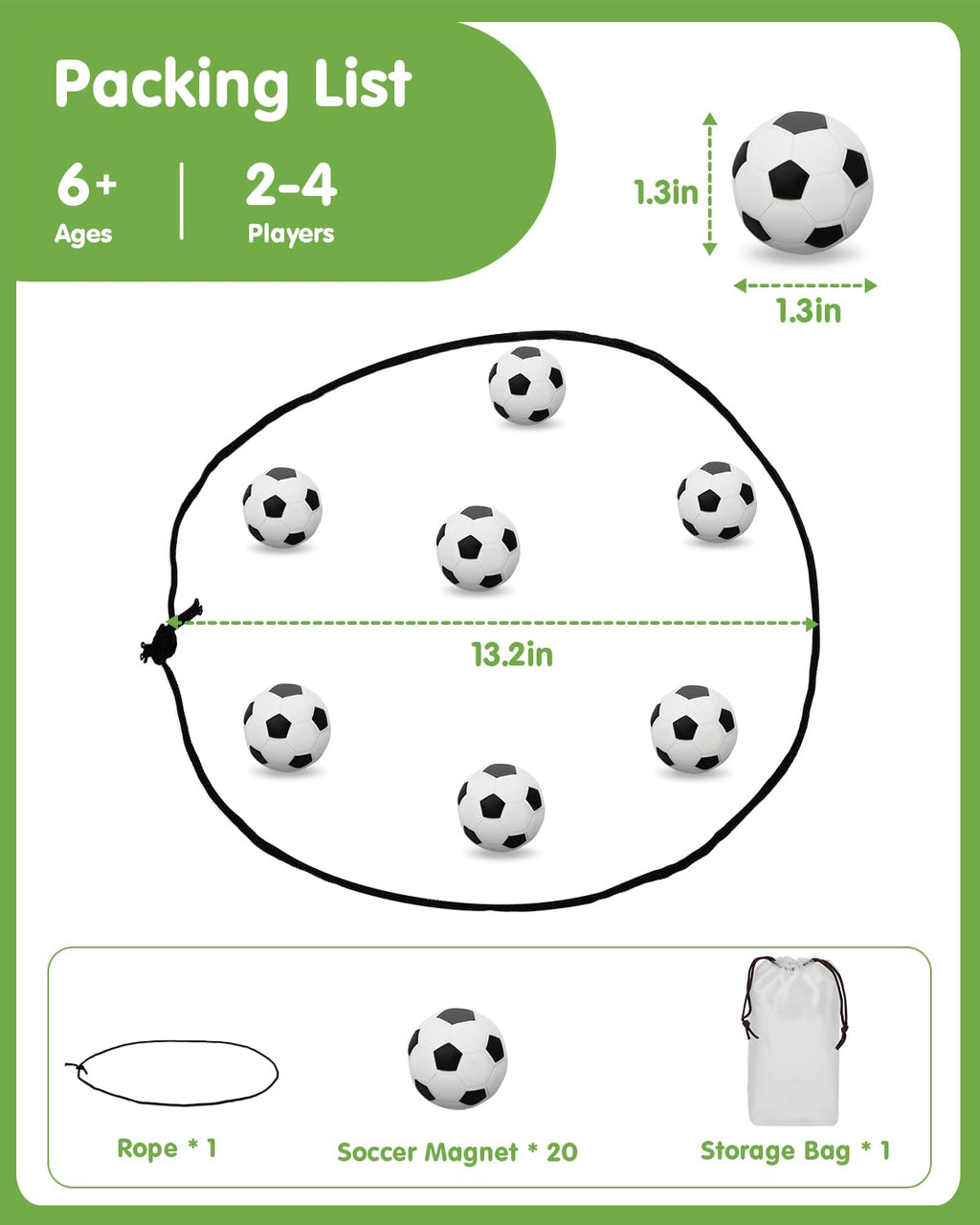 Nevzan Soccer Magnetic Game with String & 20 Football-Shaped Stones