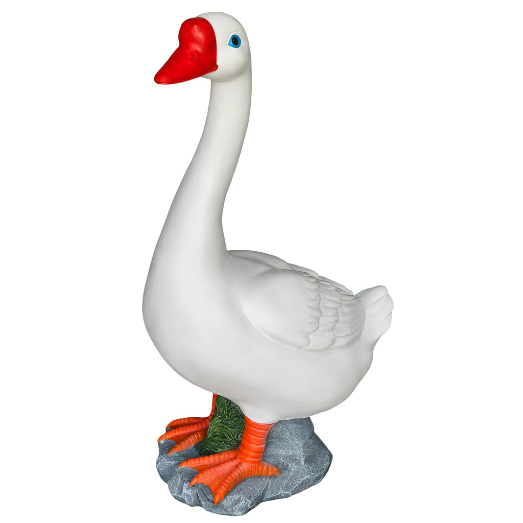 20" Large Porch Goose Statue Decor, White Lifelike Resin Goose Sculpture