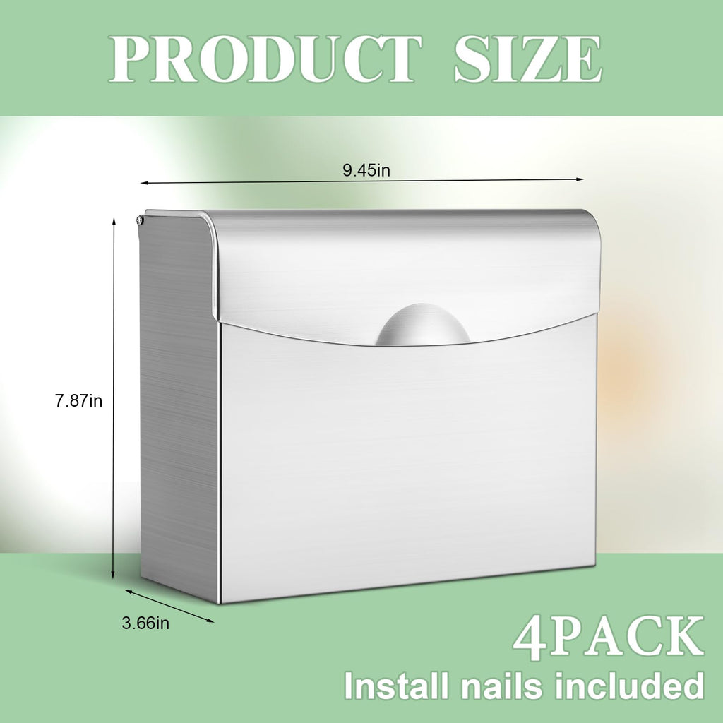 Tioncy 4 Pcs Sanitary Napkin Disposal Receptacle Wall Mount, Silvery White