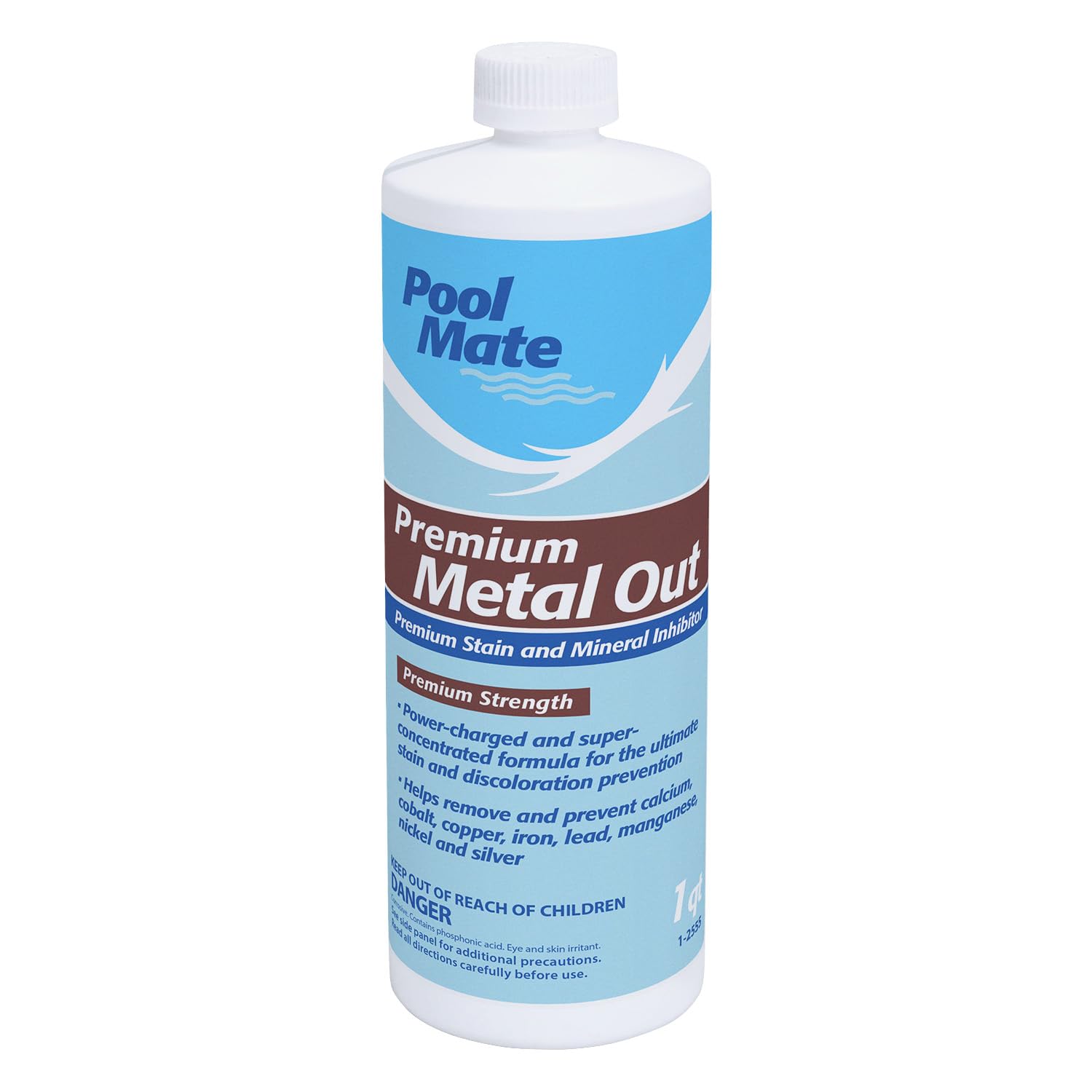 Pool Mate 1-Quart Premium Metal Out Stain and Mineral Inhibitor, Pool Metal Remover, Stain Remover, Made in USA