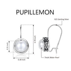 PUPILLEMON 925 Sterling Silver Pearl Drop Earrings for Women, Leverback