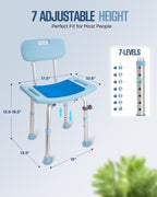 Shower Chair with Back for Elderly Seniors,Shower Stools and Benches for Adults,Bath Chair Shower Benches for The Disabled,Shower Seats,Blue Tub Chair