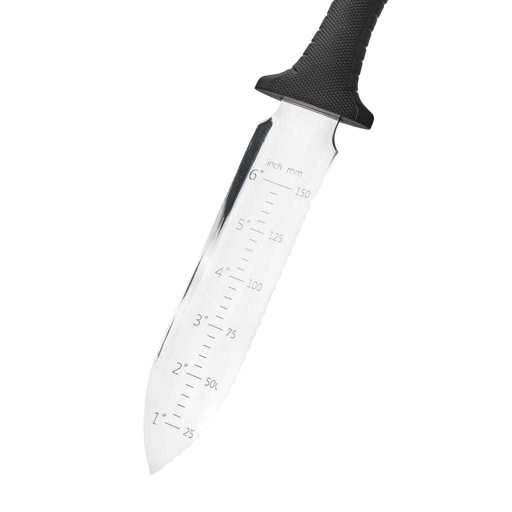 Nisaku NJP800 Yamagatana Hori Weeding & Digging Knife, Japanese Stainless Steel 7.25-Inch Blade, 5.5-Inch Ergonomic Black Plastic Handle