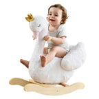 labebe Kids Rocking Horse White Swan, Stuffed Animal Wooden Rocker for Children 6 Months Boys and Girls/Nursery Christmas, Birthday Gift (Rocking Swan)