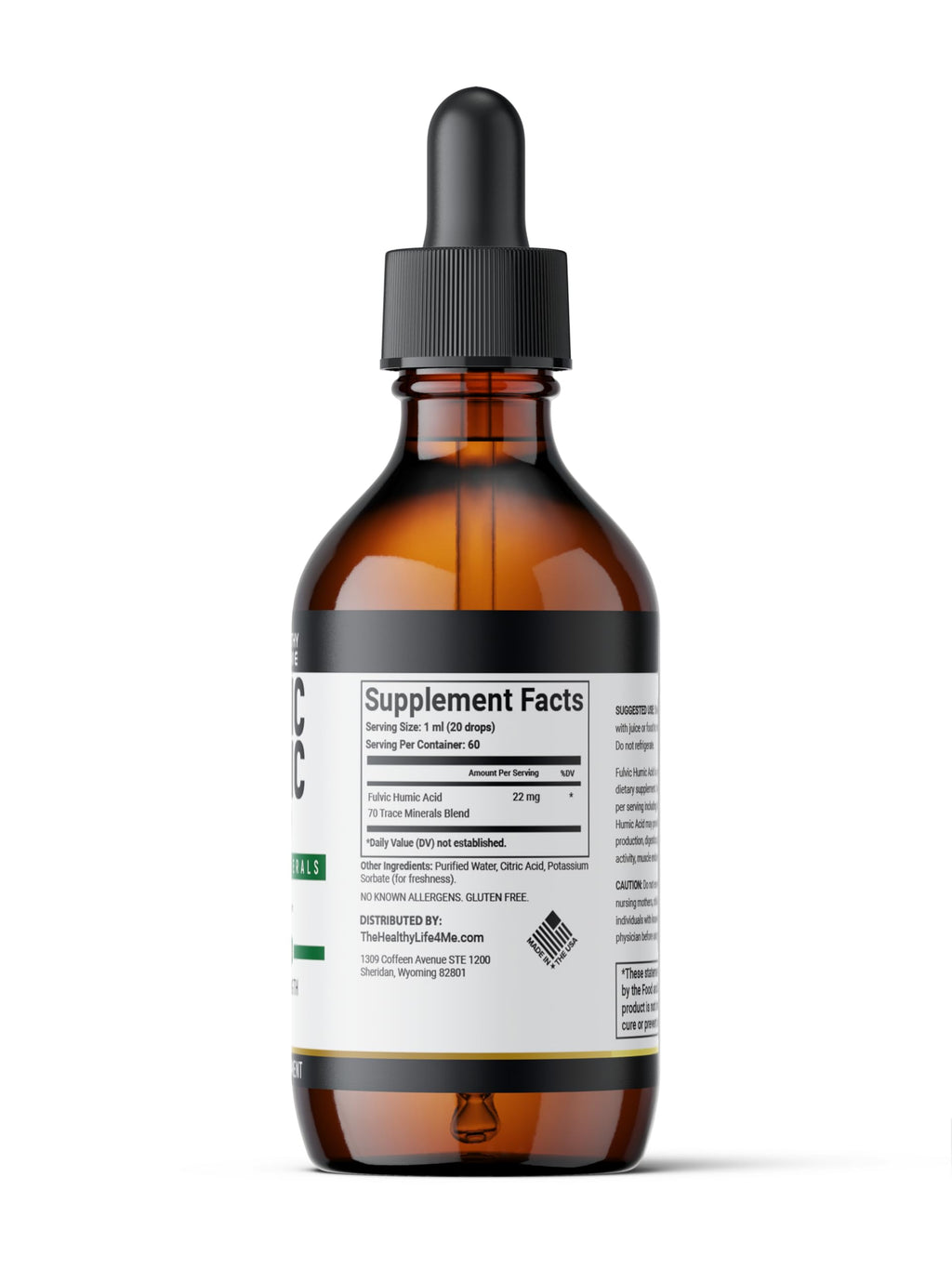 Fulvic Acid 72 + Trace Minerals | Fulvic Humic Acid | Digestion | Hydration | Keto, Dietary Supplement Drop| Energy | pH Balance | 2-Month Supply | The Healthy Life 4 ME