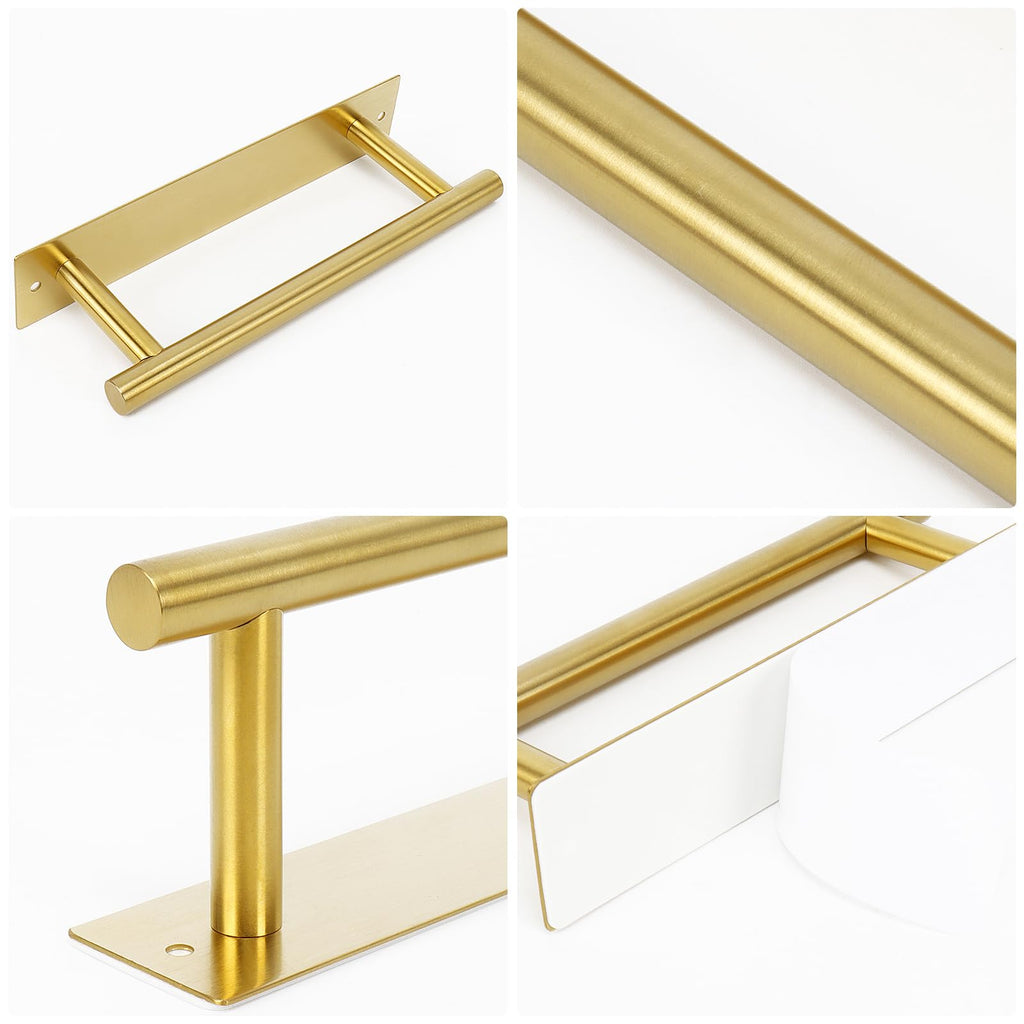 NearMoon Self Adhesive Hand Towel Holder/Towel Ring, Stainless Steel Hand Towel Bar Rustproof Stick on Wall-Towel Rack for Bathroom/Kitchen, 9 Inch Round Adhesive and Wall Mounted (Brushed Gold)