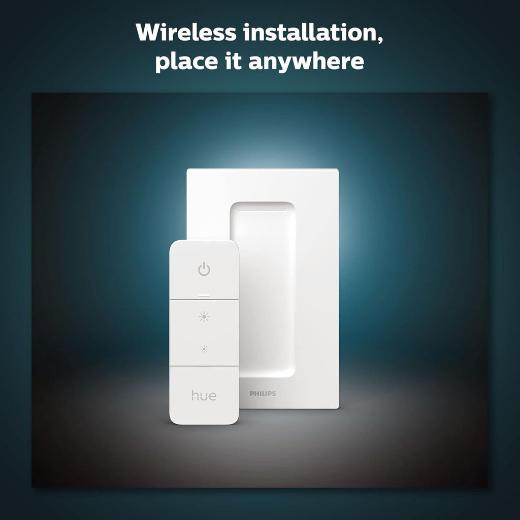 PHILIPS Hue Smart Dimmer Switch Remote, White, 1 Pack, Turns Hue Lights On, Off, Dims or Brightens, Smart Home Control, Requires Bridge, Easy, No-Wire Installation