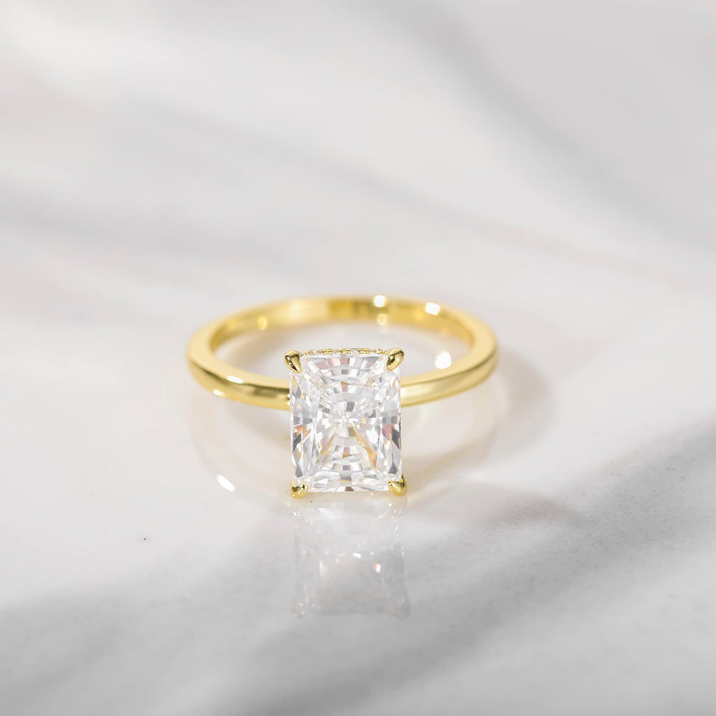 EAMTI 925 Sterling Silver Engagement Rings for Women Radiant Cut Size 6.5