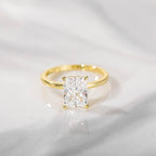 EAMTI 925 Sterling Silver Engagement Rings for Women Radiant Cut Size 6.5