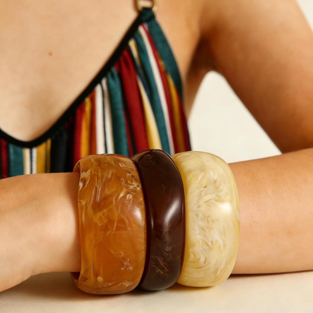 Dormklss 5 PCS Acrylic Resin Bracelet Set For Women Chunky Bangle Bracelets