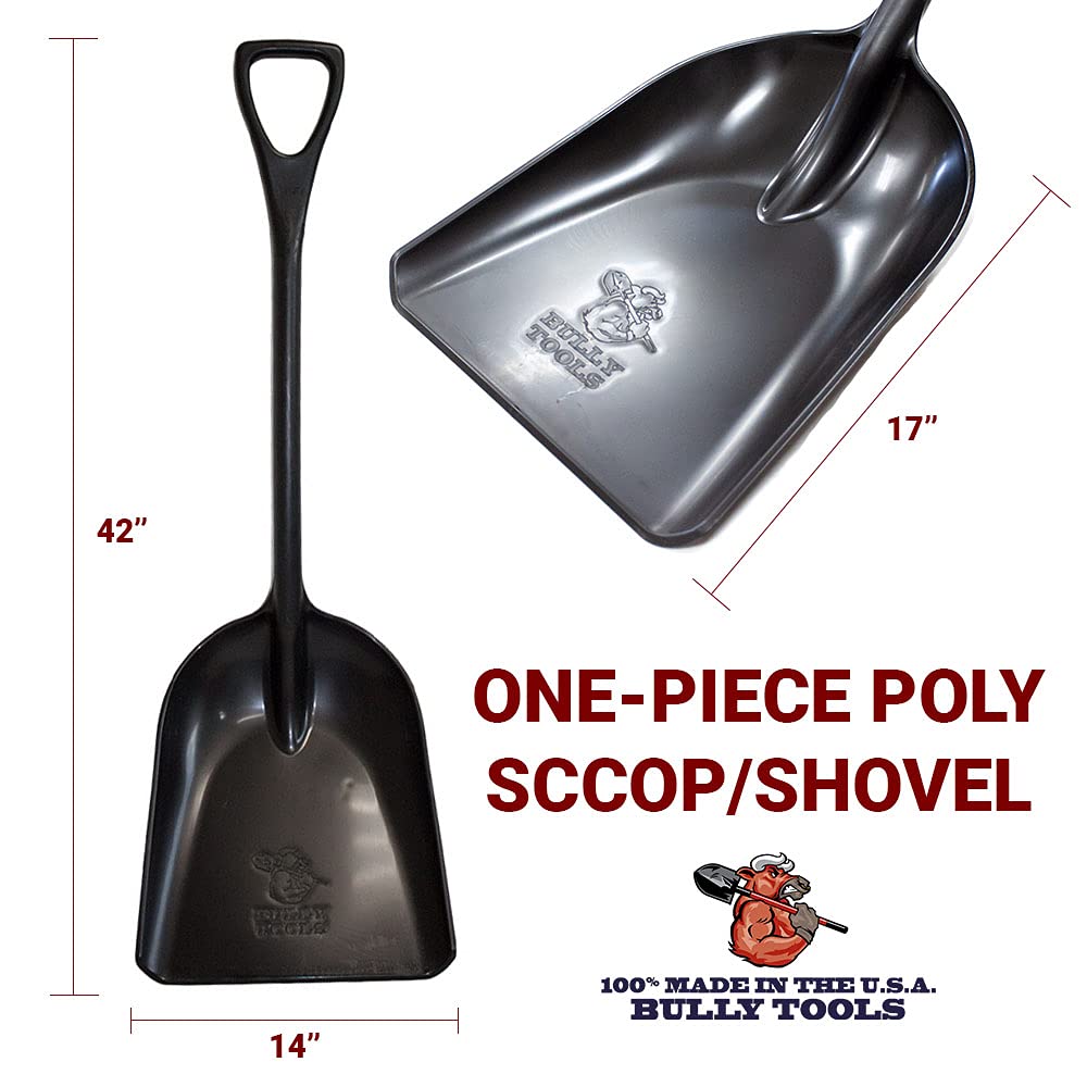Bully Tools 42" One-Piece Poly Scoop Shovel D-Grip, Made in USA