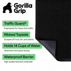 GORILLA GRIP Waterproof Traffic Guard Door Mat, 72x48 Heavy Duty Entryway Floor Mats, Strong Backing Commercial Utility Rugs, Office Hallway, Garage, Home, Low Profile Carpet Runner, Black