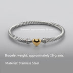 Twisted Cable Bracelet for Women 5mm Stainless Steel Bangle Bracelet with Hook Clasp Designer Brand Inspired david+yurman bracele Valentine Day Gift (Silver and Gold)