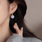 HUGE TOMATO Simulated Shell Opal Pearl Earrings for Women Trendy, Big Pearl Drop Earrings Fashion,14K Gold Plated Large Hoop Dangle Statement Jewelry 14mm