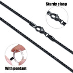 Fiusem Black Chain for Men, 3mm Stainless Steel Necklace for Men and Women, Box Chain 24 Inches