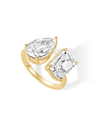 PAVOI 14K Yellow Gold Plated Toi Et Moi Radiant-Cut Pear-Shaped CZ Stones