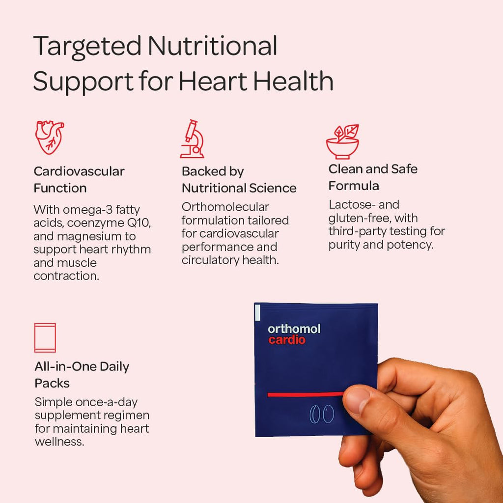 Orthomol Cardio, 30-Day Supply, Comprehensive Supplement for Cardiovascular Health with Essential Nutrients for Circulatory System Support
