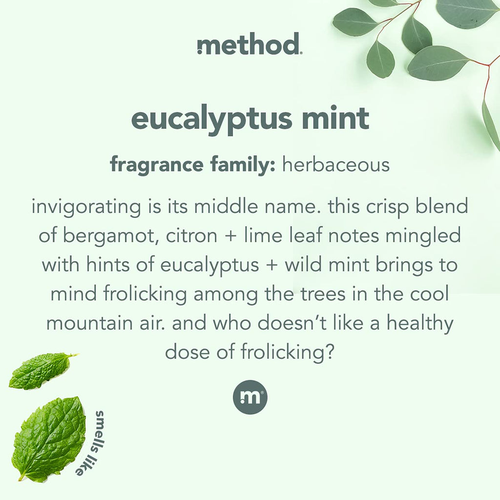Method Daily Shower Cleaner Spray, & Spray and Walk Away, Eucalyptus Mint Scent, 28 Fl Oz, (Pack of 8), Packaging May Vary