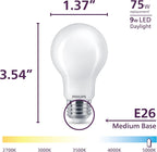 Philips LED 100W A19 4-Pack Ultra Definition Daylight (5000K) 1500 Lumen (11.5W = 100W) Dimmable Frosted Flicker-Free Light Bulbs