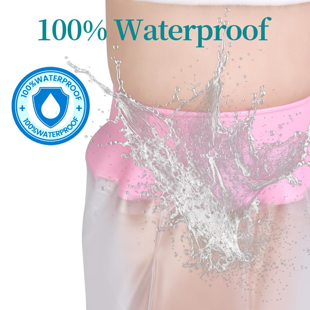 mosago Waterproof Cast Covers for Shower Leg, Soft Comfortable full Leg Protector for Shower Adult, Keep Wound/Bandage Dry Bath, Broken Legs/Knee/Foot/Ankle, Reusable Wound Care Supplies (Pink)