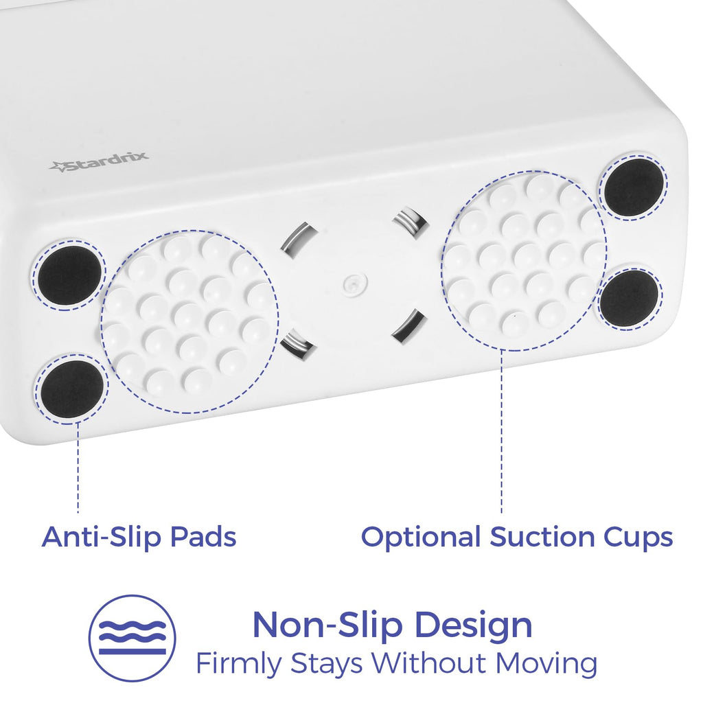 Stardrix Countertop Paper Towel Dispenser, White Hand Towel Holder for Multifold/C-Fold/Z-Fold Towels, Spring Loaded Single Sheet Dispensing, Non-Slip Base, Compact Design for Home or Commercial